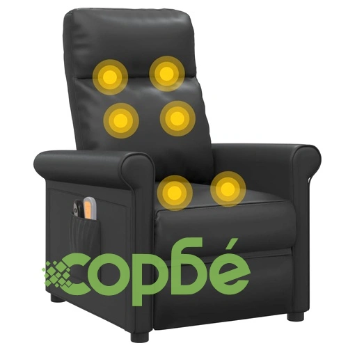 Електрически масажен стол, черен, изкуствена кожа ➤ топ цена ➤ sorbe.bg
