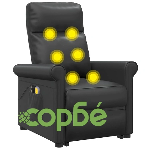 Изправящ масажен стол, черен, изкуствена кожа ➤ топ цена ➤ sorbe.bg