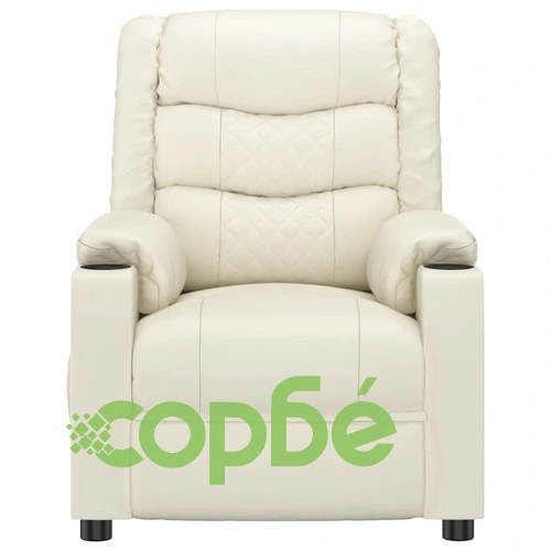 Електрически масажен стол, кремав, изкуствена кожа ➤ топ цена ➤ sorbe.bg