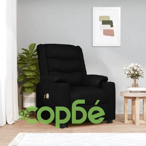 Изправящ масажен стол, черен, изкуствена кожа ➤ топ цена ➤ sorbe.bg