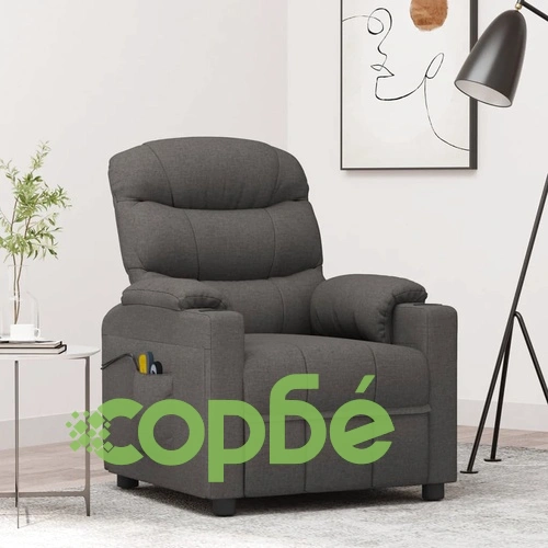 Електрически масажен стол, тъмносив, текстил ➤ топ цена ➤ sorbe.bg