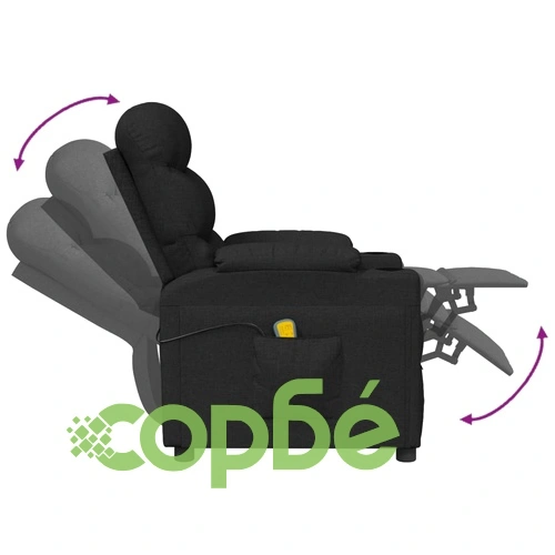 Електрически масажен стол, черен, текстил ➤ топ цена ➤ sorbe.bg