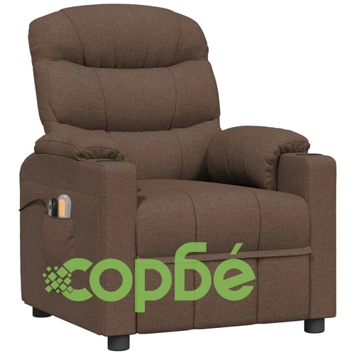 Електрически масажен стол, кафяв, текстил ➤ топ цена ➤ sorbe.bg