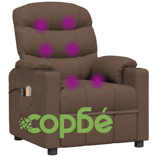 Електрически масажен стол, кафяв, текстил ➤ топ цена ➤ sorbe.bg