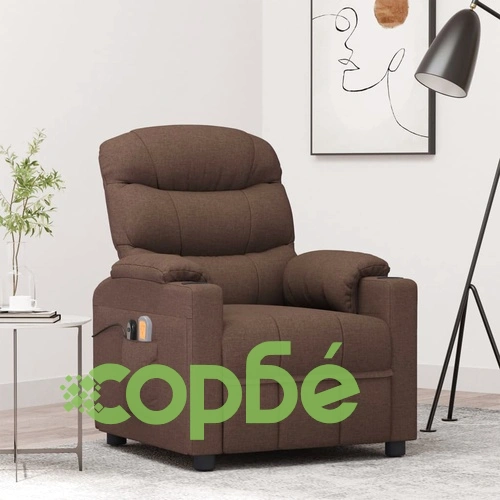 Електрически масажен стол, кафяв, текстил ➤ топ цена ➤ sorbe.bg