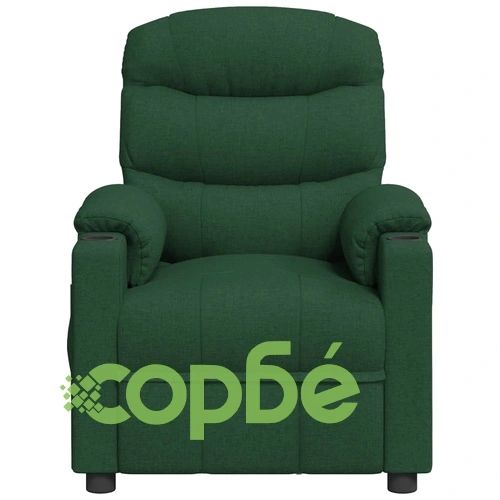 Електрически масажен стол, тъмнозелен, текстил ➤ топ цена ➤ sorbe.bg