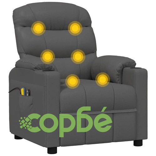 Изправящ масажен стол, сив, изкуствена кожа ➤ топ цена ➤ sorbe.bg