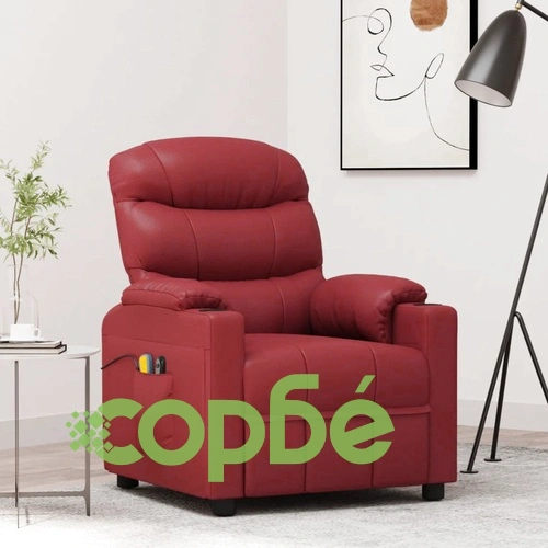 Изправящ масажен стол виненочервен изкуствена кожа ➤ топ цена ➤ sorbe.bg