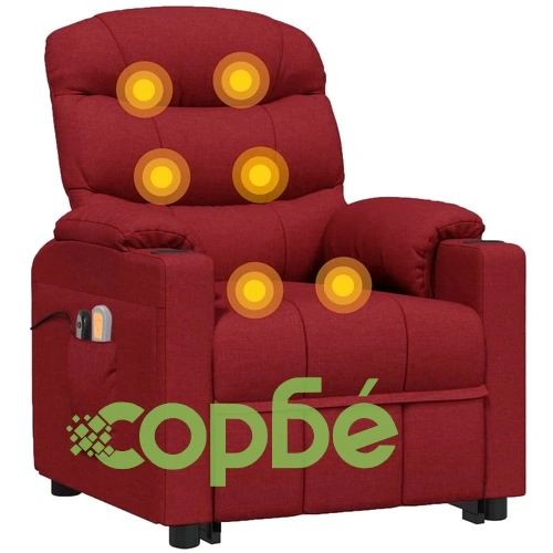 Изправящ масажен стол, виненочервен, текстил ➤ топ цена ➤ sorbe.bg