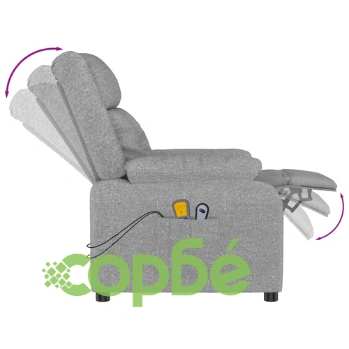 Електрически масажен стол, светлосив, текстил ➤ топ цена ➤ sorbe.bg