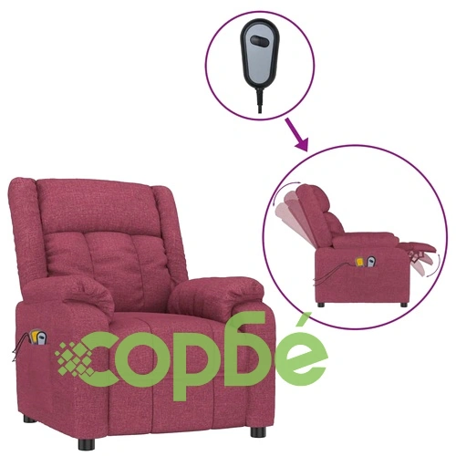 Електрически масажен стол, виненочервен, текстил ➤ топ цена ➤ sorbe.bg