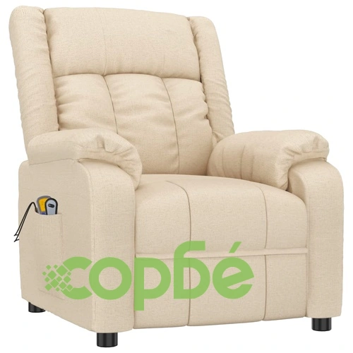 Електрически масажен стол, кремав, текстил ➤ топ цена ➤ sorbe.bg