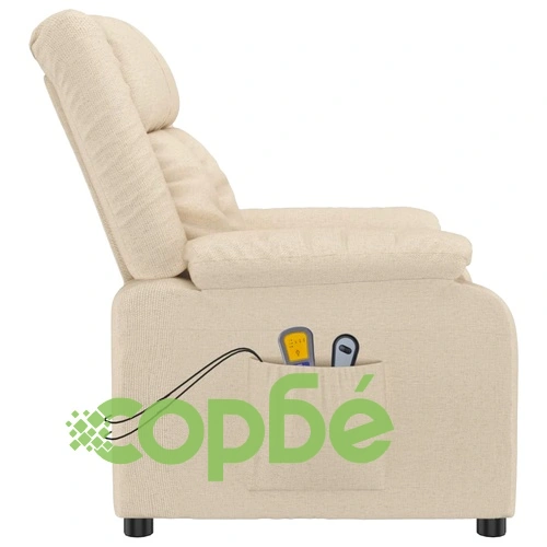 Електрически масажен стол, кремав, текстил ➤ топ цена ➤ sorbe.bg