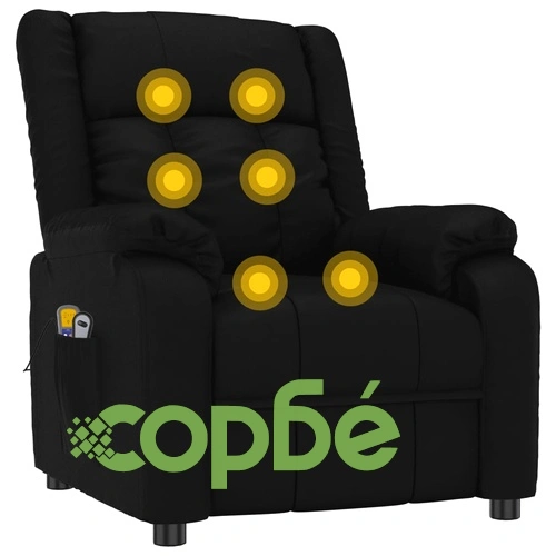 Изправящ масажен стол, черен, изкуствена кожа ➤ топ цена ➤ sorbe.bg