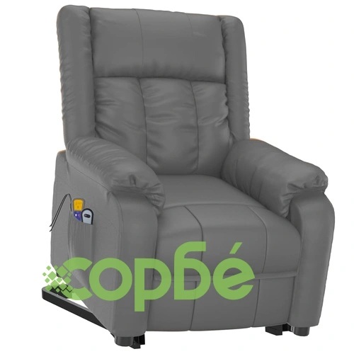 Изправящ масажен стол, сив, изкуствена кожа ➤ топ цена ➤ sorbe.bg