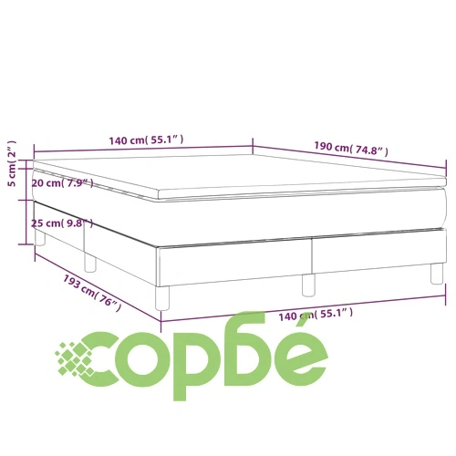 Боксспринг легло с матрак, тъмнокафяво, 140x190 см, плат ➤ топ цена ➤ sorbe.bg