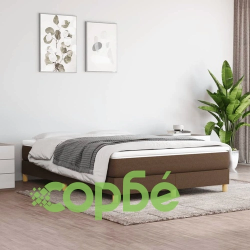 Боксспринг легло с матрак, тъмнокафяво, 140x190 см, плат ➤ топ цена ➤ sorbe.bg