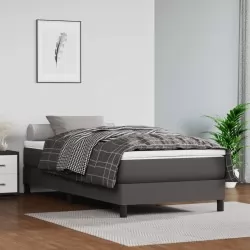 Боксспринг легло с матрак, сиво, 100x200 см, изкуствена кожа