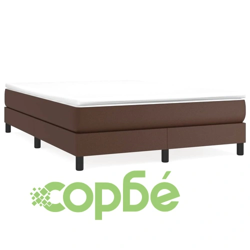 Боксспринг легло с матрак, кафяво, 140x200 см, изкуствена кожа ➤ топ цена ➤ sorbe.bg