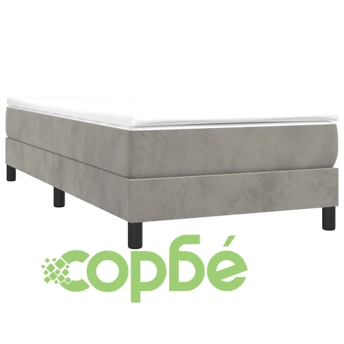 Боксспринг легло с матрак, светлосива, 90x190 см, кадифе ➤ топ цена ➤ sorbe.bg