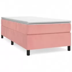 Боксспринг легло с матрак, розово, 90x200 см, кадифе