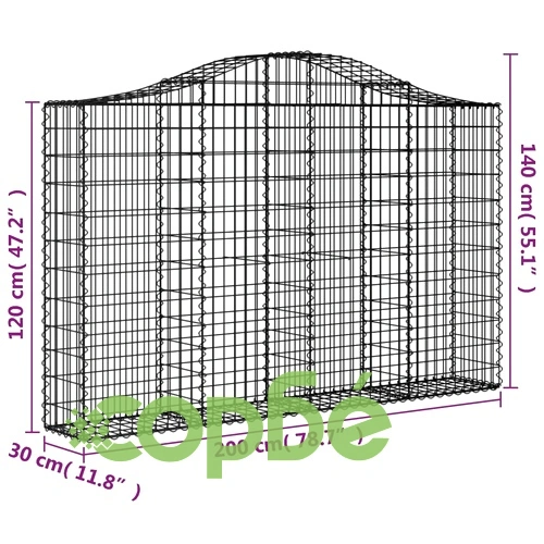 Габионни кошници арка 6 бр 200x30x120/140см поцинковано желязо ➤ топ цена ➤ sorbe.bg
