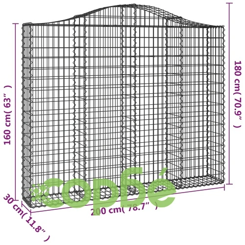 Габионни кошници арка 2 бр 200x30x160/180 см поцинковано желязо ➤ топ цена ➤ sorbe.bg