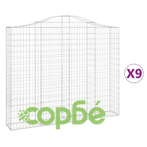 Габионни кошници арка 9 бр 200x30x160/180 см поцинковано желязо ➤ топ цена ➤ sorbe.bg