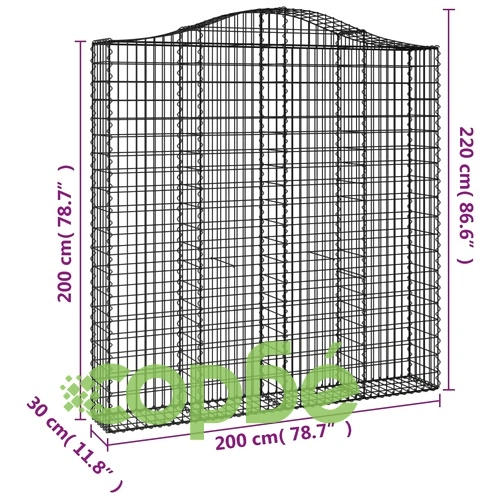 Габионни кошници арка 3 бр 200x30x200/220 см поцинковано желязо ➤ топ цена ➤ sorbe.bg