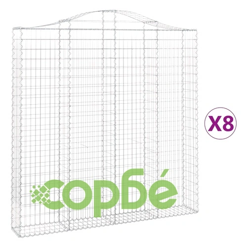Габионни кошници арка 8 бр 200x30x200/220 см поцинковано желязо ➤ топ цена ➤ sorbe.bg