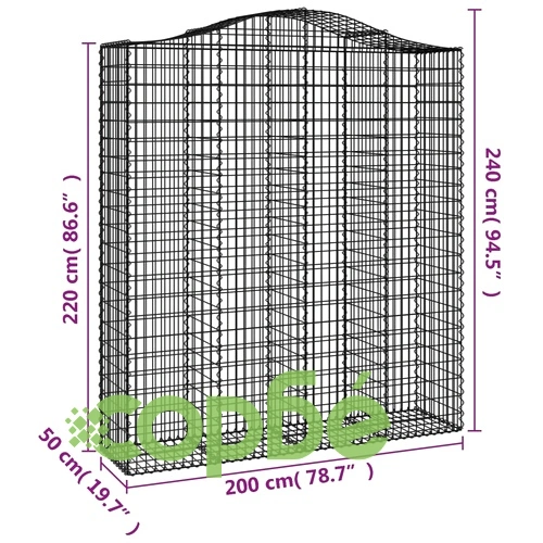 Габионни кошници арка 8 бр 200x50x220/240 см поцинковано желязо ➤ топ цена ➤ sorbe.bg