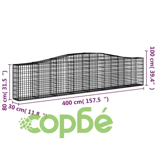 Габионни кошници арка 8 бр 400x30x80/100 см поцинковано желязо ➤ топ цена ➤ sorbe.bg