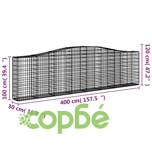 Габионни кошници арка 20 бр 400x30x100/120см поцинковано желязо ➤ топ цена ➤ sorbe.bg