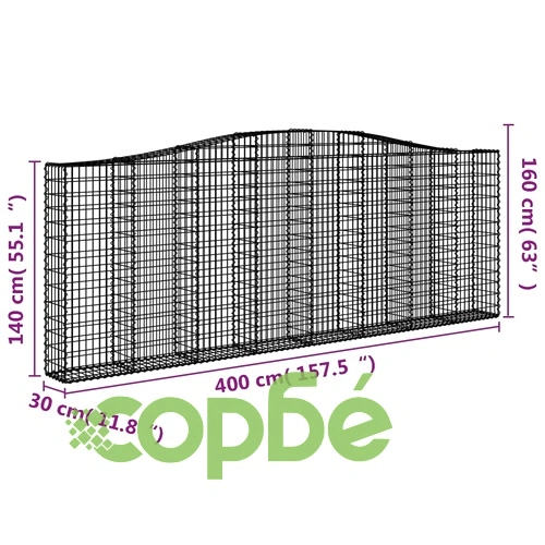 Габионни кошници арка 7 бр 400x30x140/160 см поцинковано желязо на топ цена от sorbe.bg Габионни кошници арка 7 бр 400x30x140/160 см поцинковано желязо ➤ топ цена ➤ sorbe.bg