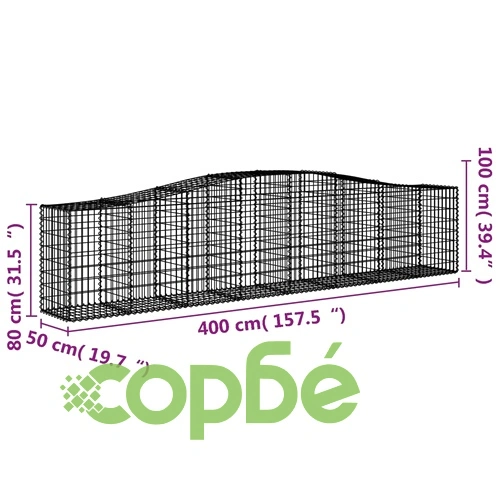Габионни кошници арка 7 бр 400x50x80/100 см поцинковано желязо на топ цена от sorbe.bg Габионни кошници арка 7 бр 400x50x80/100 см поцинковано желязо ➤ топ цена ➤ sorbe.bg