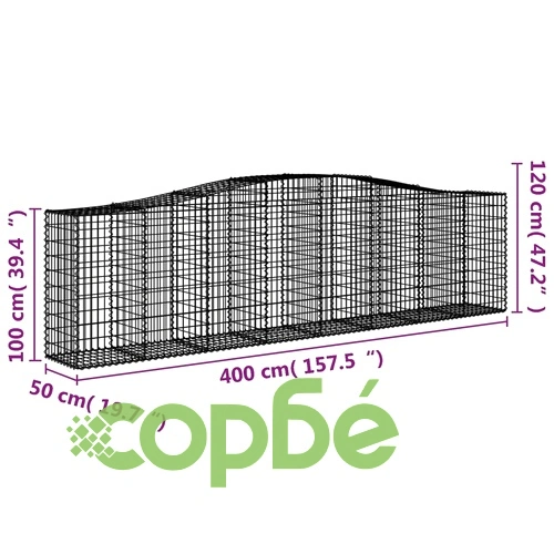 Габионни кошници арка 2 бр 400x50x100/120 см поцинковано желязо на топ цена от sorbe.bg Габионни кошници арка 2 бр 400x50x100/120 см поцинковано желязо ➤ топ цена ➤ sorbe.bg