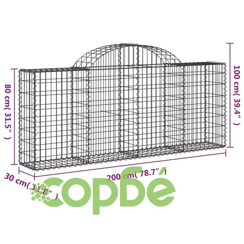 Габионни кошници арка 12 бр 200x30x80/100 см поцинковано желязо ➤ топ цена ➤ sorbe.bg