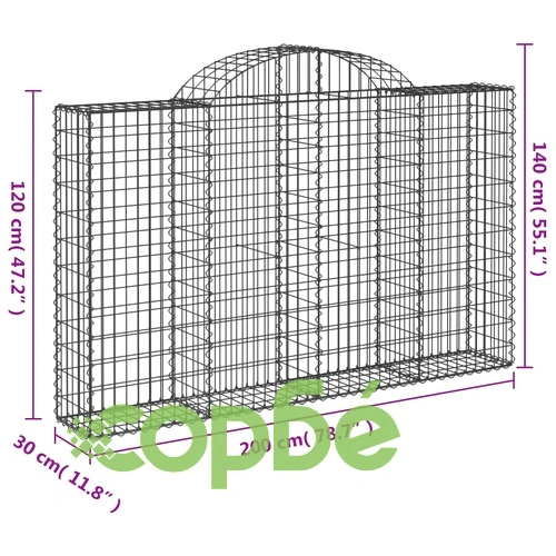 Габионни кошници арка 12 бр 200x30x120/140см поцинковано желязо ➤ топ цена ➤ sorbe.bg