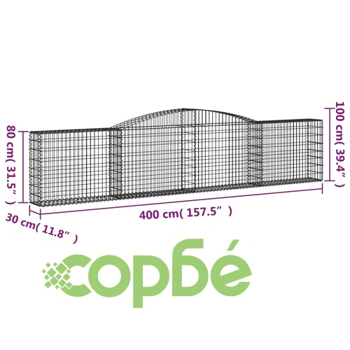 Габионни кошници арка 10 бр 400x30x80/100 см поцинковано желязо на топ цена от sorbe.bg Габионни кошници арка 10 бр 400x30x80/100 см поцинковано желязо ➤ топ цена ➤ sorbe.bg