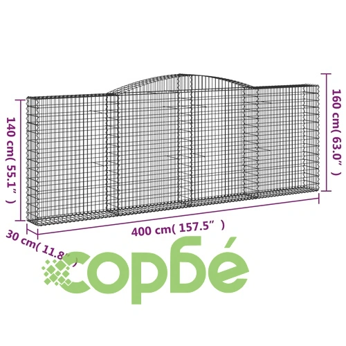 Габионни кошници арка 2 бр 400x30x140/160 см поцинковано желязо ➤ топ цена ➤ sorbe.bg