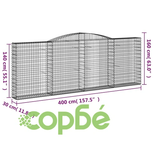 Габионни кошници арка 6 бр 400x30x140/160 см поцинковано желязо ➤ топ цена ➤ sorbe.bg
