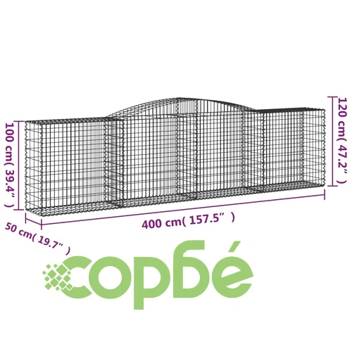 Габионни кошници арка 20 бр 400x50x100/120см поцинковано желязо ➤ топ цена ➤ sorbe.bg