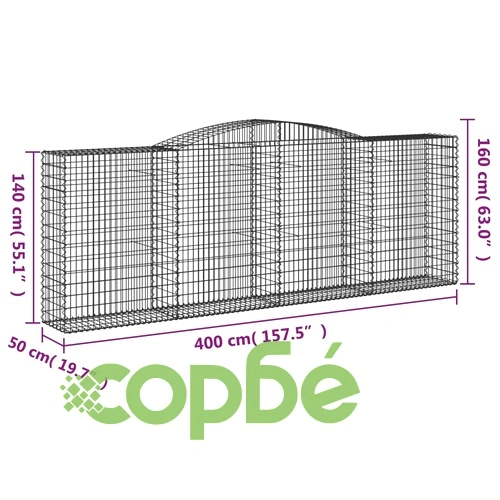 Габионни кошници арка 10 бр 400x50x140/160см поцинковано желязо на топ цена от sorbe.bg Габионни кошници арка 10 бр 400x50x140/160см поцинковано желязо ➤ топ цена ➤ sorbe.bg
