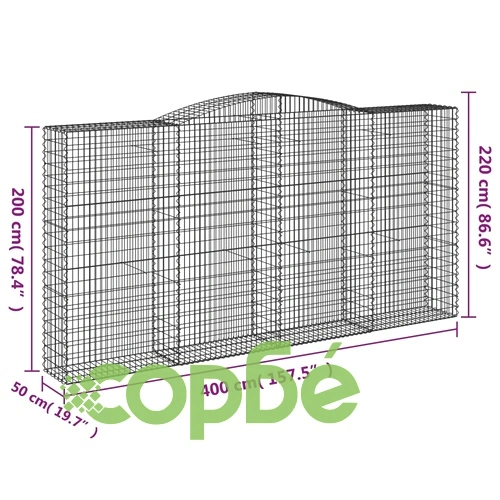 Габионни кошници арка 2 бр 400x50x200/220 см поцинковано желязо ➤ топ цена ➤ sorbe.bg