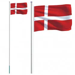 Флаг на Дания и стълб 6,23 м алуминий