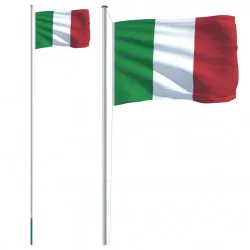 Флаг на Италия и стълб, 6,23 м, алуминий