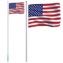 Флаг на Съединените щати и стълб, 6,23 м, алуминий