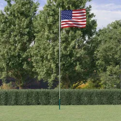 Флаг на Съединените щати и стълб, 6,23 м, алуминий