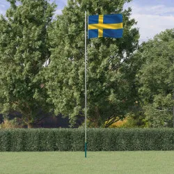 Флаг на Швеция и стълб, 6,23 м, алуминий
