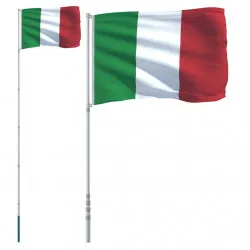 Флаг на Италия и стълб, 5,55 м, алуминий